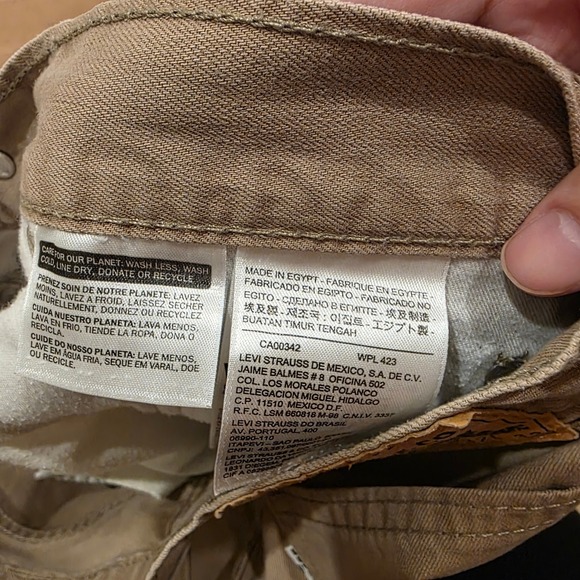 Levis 505 Jeans Mens 32x32 Tan Khaki Regular Fit Straight Leg White Tab - Picture 3 of 14